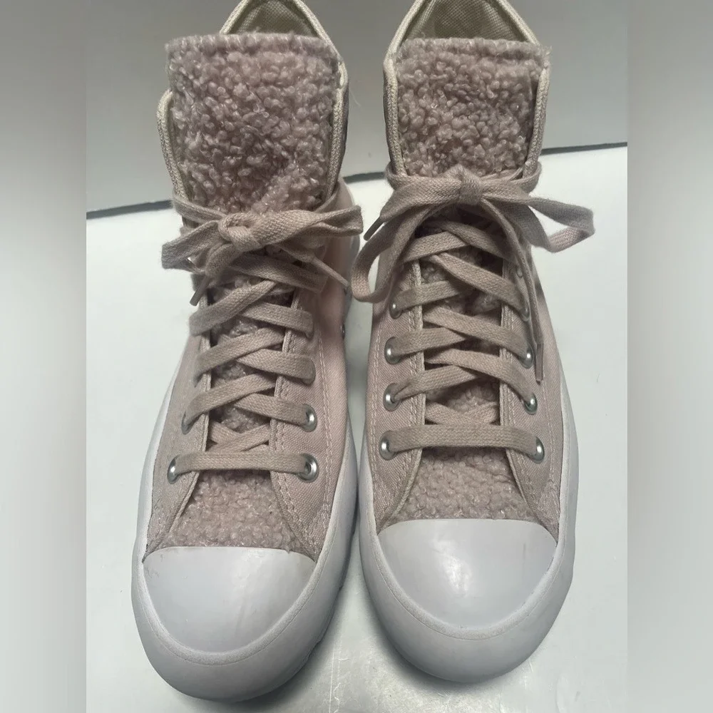 Converse All Stars Sherpa Pink High-Top Sneakers ‎ Womens 9 - Picture 10 of 12